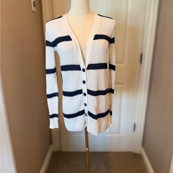 Old Navy Navy and White Striped Cardigan - Picture 1 of 4